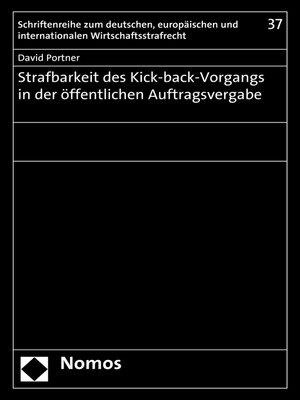 cover image of Strafbarkeit des Kick-back-Vorgangs in der öffentlichen Auftragsvergabe